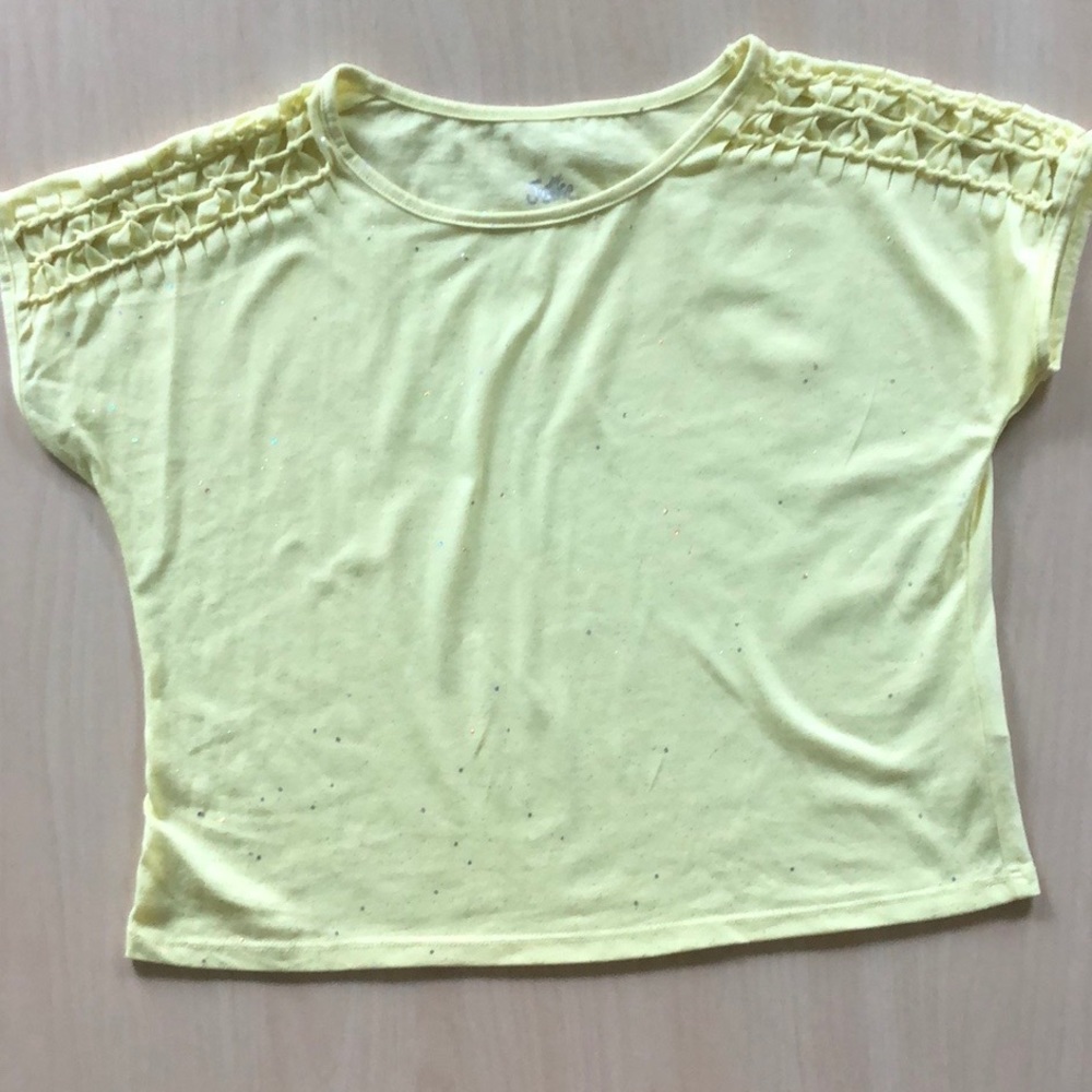 Justice Girls Yellow Cropped Top Size 12 EUC